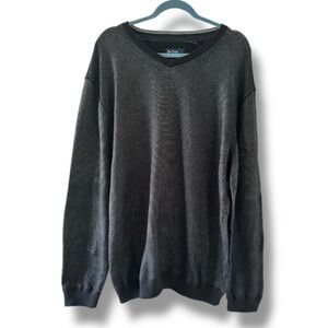 Nat Nast Luxury Originals American Fit Black Striped V-Neck Sweater Mens Size XL